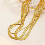 Gargantilla clásica de cadena plana de serpiente: diseño de espiga de acero inoxidable en oro y plata.