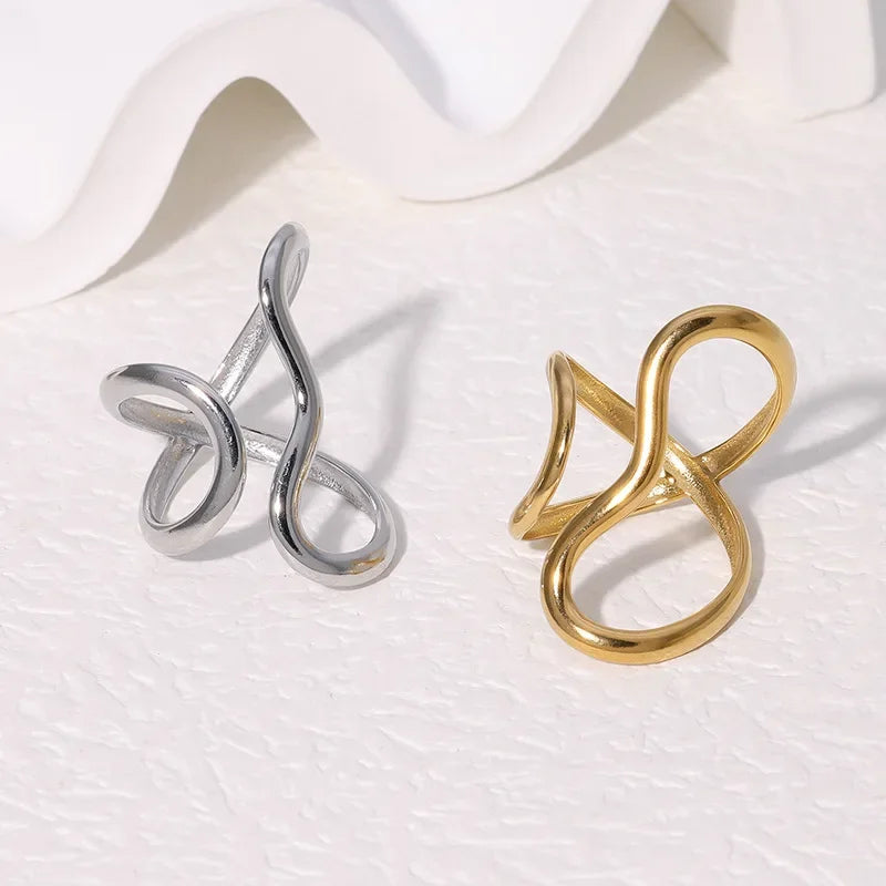 Elariah 14K Gold Plated Stainless Steel Geometric Cocktail Ring – Bold Statement Party Ring for Women