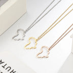 Collar con colgante de mapa africano de moda para mujer – Collar geométrico de acero inoxidable con la bandera de África, color oro, oro rosa o acero