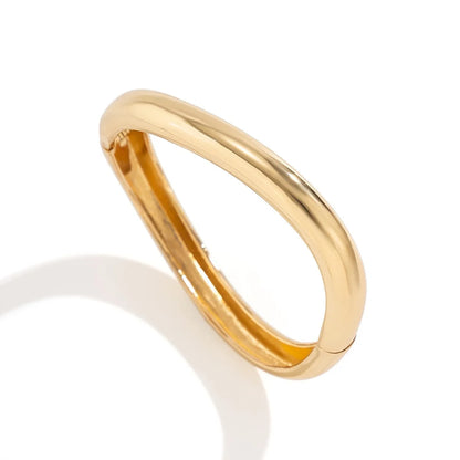 Elariah Bold Irregular Gold Wide Cuff Bangle – Statement Glossy Geometric Bracelet (6cm)