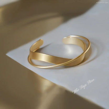 Gold Plated Mobius Stainless Steel Bracelet – Adjustable Women’s Luxury Bangle