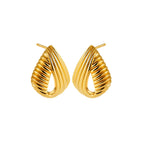 18K Gold Plated Stainless Steel Multilayer Circle Knot Drop Earrings for Women – Textured Statement Round Earrings
