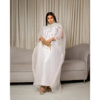 Elariah White Embroidered African Abaya Dress – Elegant Modest Maxi Kaftan for Women (Plus Size, Party & Church Wear)