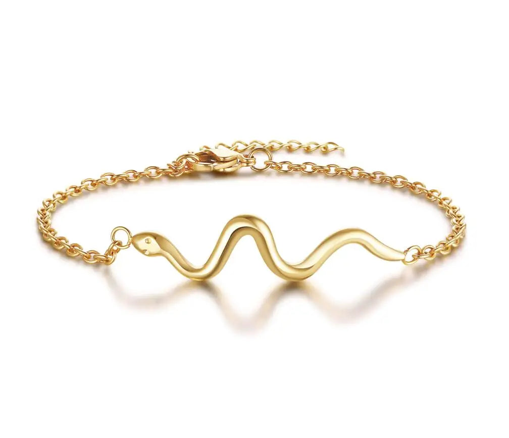 Bracelet minimaliste à breloques croix, croissant de lune et étoile pour femme – Bracelet fin en acier inoxydable à maillons dorés ajustables
