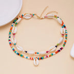 Collar bohemio de conchas de playa: gargantilla con colgante de concha y estrella de mar para mujer