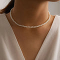 Collier ras du cou classique en perles d'imitation pour femme – Élégant collier de perles pour mariée et mariage
