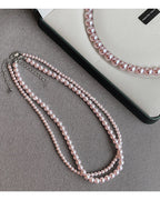 Collier de perles de culture rose et violettes – Élégant collier ras-de-cou plaqué or pour femme