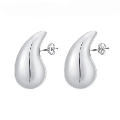Vintage Chunky Dome Teardrop Earrings – 925 Sterling Silver with 18K Gold Plating