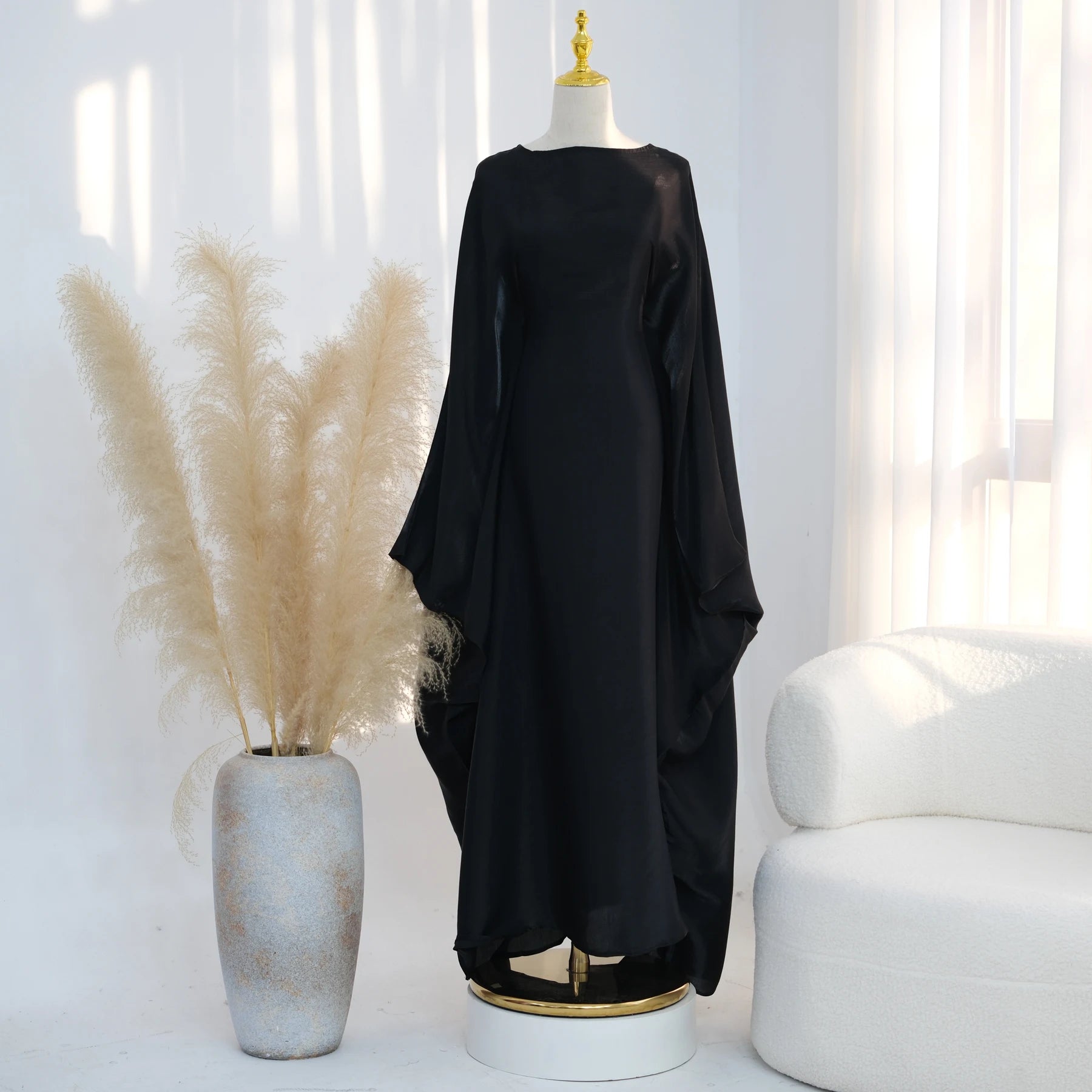 Elariah Shimmering Eid Kaftan Abaya – Extra Loose Fit Butterfly Sleeve Maxi Dress for Ramadan, Evening & Party Wear