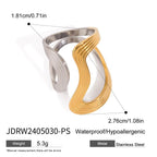 Anillo minimalista irregular de dos tonos: acero inoxidable chapado en oro de 18 quilates, joyería apilable para mujer.