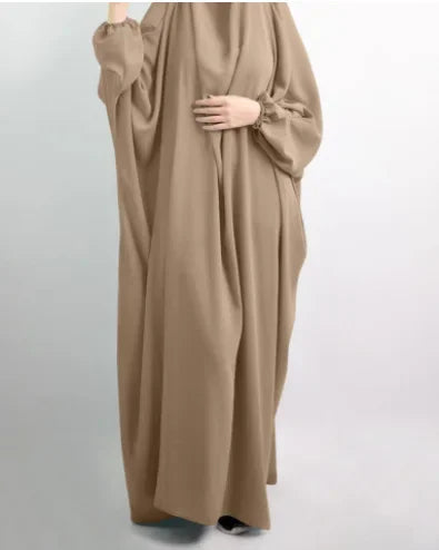 Abaya de prière à capuche pour femmes Elariah avec khimar long hijab | Vêtement de prière islamique modeste | Tissu Nida coupe ample