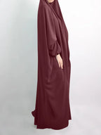 Abaya de prière à capuche pour femmes Elariah avec khimar long hijab | Vêtement de prière islamique modeste | Tissu Nida coupe ample