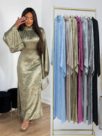 Elariah Luxury Satin Abaya Dress for Women – Modest Islamic Kaftan with Waist Sash, Long Sleeve Maxi Dress