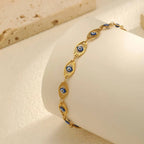 Bracelet de cheville œil protecteur doré pour femme – Bracelet de cheville ajustable, étanche, en acier inoxydable plaqué or, bijou de pied pour l'été à la plage