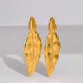 Boucles d'oreilles pendantes élégantes en forme de feuille pour femme – Acier inoxydable plaqué or 18 carats, hypoallergénique