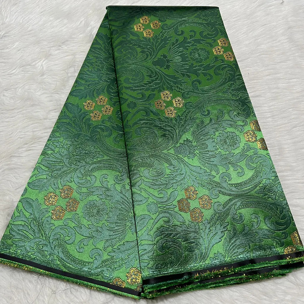 African Damask Lace Fabric (2.5 or 5 Yards) – Thick Jacquard Brocade for Aso Oke, Headwrap & Bridal Dresses