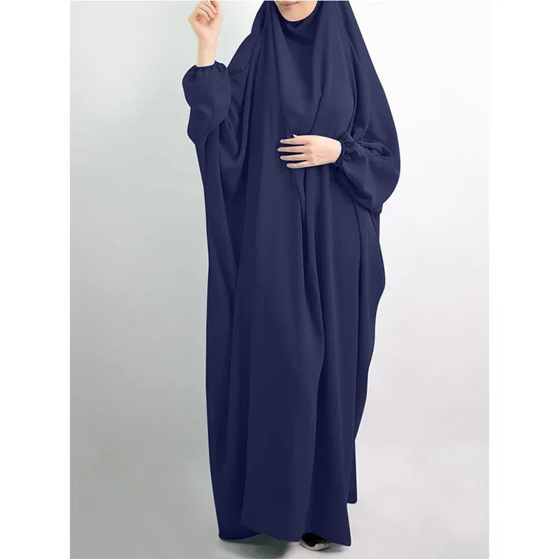 Abaya de prière à capuche pour femmes Elariah avec khimar long hijab | Vêtement de prière islamique modeste | Tissu Nida coupe ample