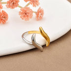 Bague JeeMango en acier inoxydable à double cercle pour femme – Plaqué or 18 carats, étanche, bijou tendance
