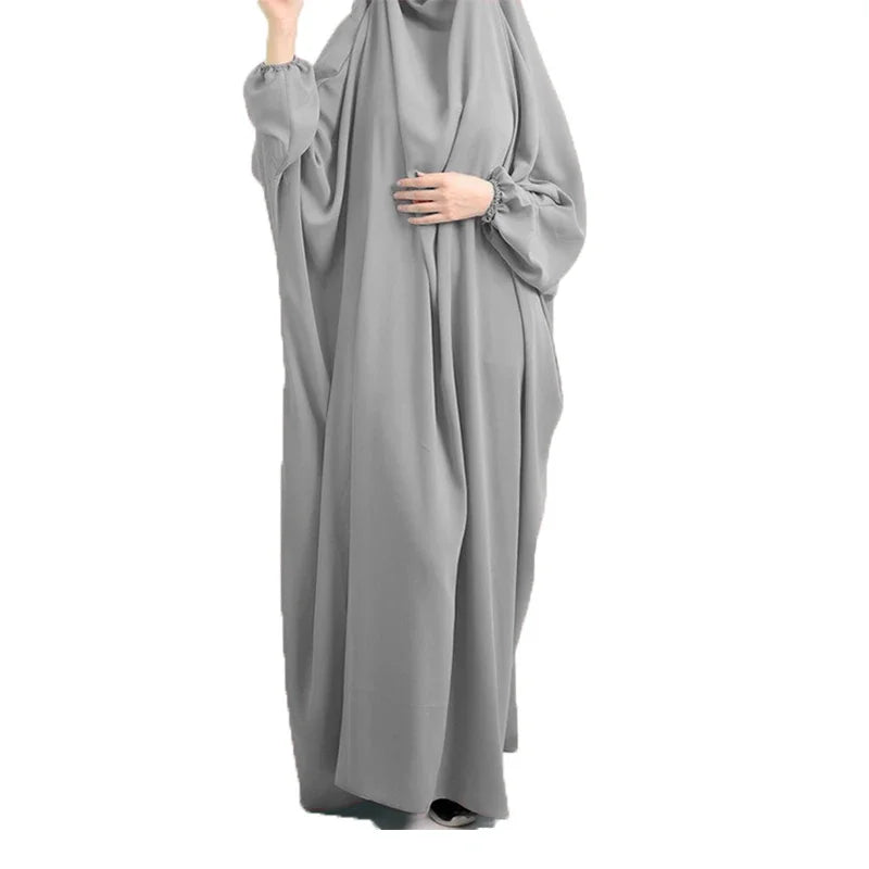 Abaya de prière à capuche pour femmes Elariah avec khimar long hijab | Vêtement de prière islamique modeste | Tissu Nida coupe ample