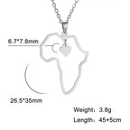 Collar con colgante de mapa africano de moda para mujer – Collar geométrico de acero inoxidable con la bandera de África, color oro, oro rosa o acero