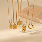 Collier vintage français étoile et lune – Chaîne pendentif céleste en acier inoxydable 316L (unisexe, doré) | ELARIAH
