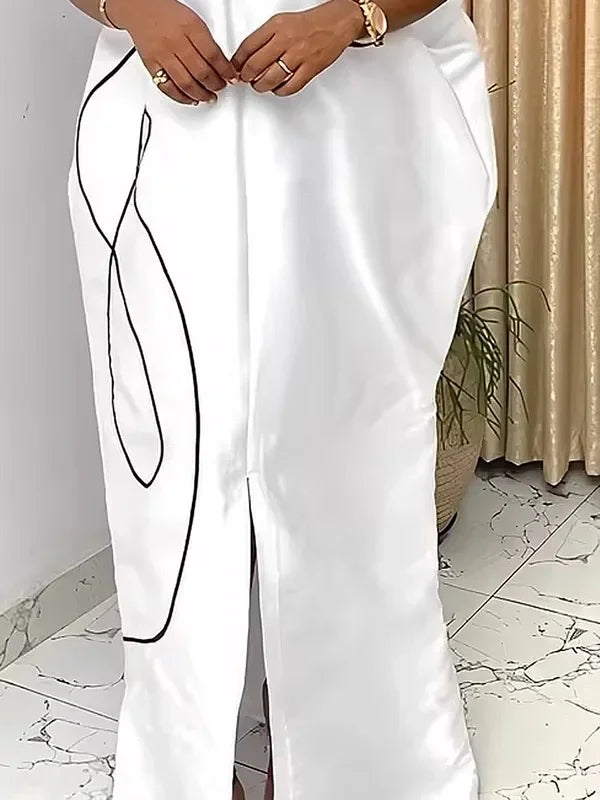 Plus Size White Printed Abaya Dress – Oversized Modest Maxi Dress with Puff Sleeves, Elegant Spring Summer Islamic Wear