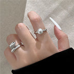Juego de 3 anillos abiertos geométricos chapados en oro: anillos gruesos, irregulares y modernos para mujer.
