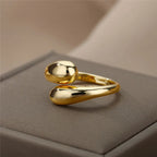 Juego de 3 anillos abiertos geométricos chapados en oro: anillos gruesos, irregulares y modernos para mujer.