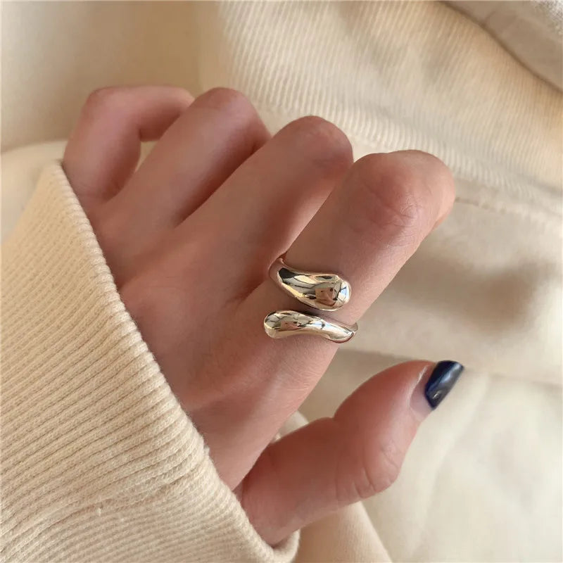 Ensemble de 3 bagues ouvertes géométriques plaquées or – Bagues tendance, épaisses et irrégulières pour femmes