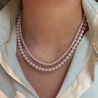 Collier de perles de culture rose et violettes – Élégant collier ras-de-cou plaqué or pour femme