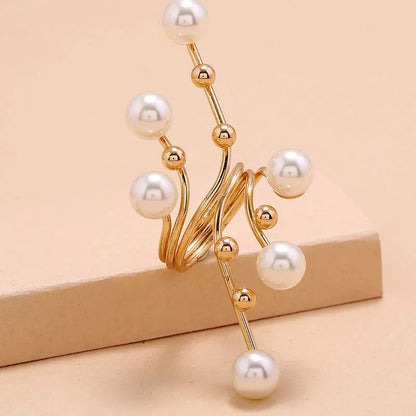 Vintage White Pearl Double-Layer Geometric Ring – Chunky Statement Ring for Women