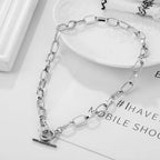 Collier à chaîne épaisse en acier inoxydable – Bijou ras-du-cou punk unisexe pour femmes et hommes