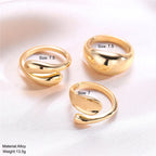Juego de 3 anillos abiertos geométricos chapados en oro: anillos gruesos, irregulares y modernos para mujer.