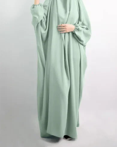 Abaya de prière à capuche pour femmes Elariah avec khimar long hijab | Vêtement de prière islamique modeste | Tissu Nida coupe ample