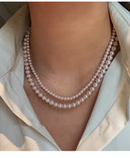 Collier de perles de culture rose et violettes – Élégant collier ras-de-cou plaqué or pour femme