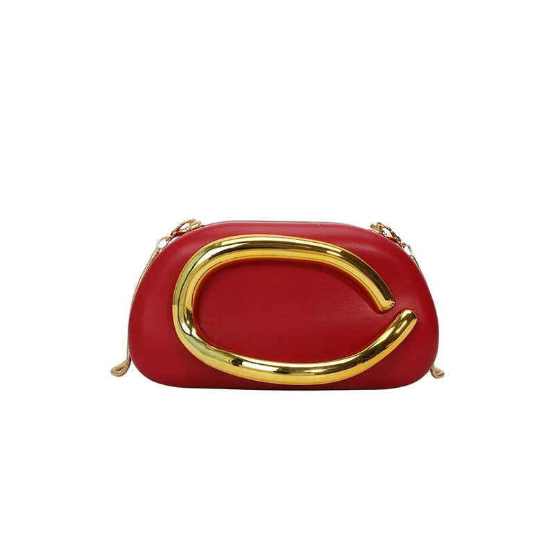 Elariah Structured PU Leather Clutch Bag with Metal Handle – Women’s Evening Crossbody & Handheld Party Purse