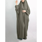 Abaya de prière à capuche pour femmes Elariah avec khimar long hijab | Vêtement de prière islamique modeste | Tissu Nida coupe ample
