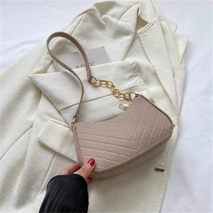 Bolso retro para mujer, tipo axila, de fieltro, de color liso, para hombro, informal, tipo bola de masa, sencillo, a la moda