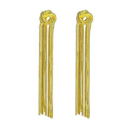 Gold Bling Tassel Statement Earrings – Elegant Long Drop Design for Women