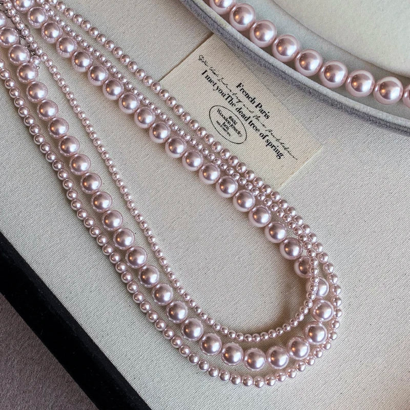 Collier de perles de culture rose et violettes – Élégant collier ras-de-cou plaqué or pour femme