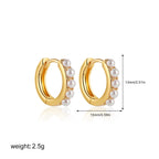 Lot de 2 paires de créoles pendantes vintage en perles – Créoles en acier inoxydable plaqué or 18 carats pour femme