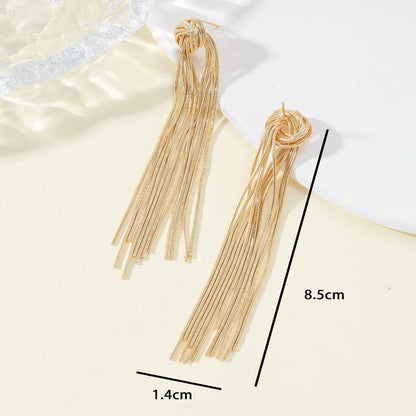 Exaggerated Luxury Long Tassel Earrings – Gold Geometric Chain Statement Jewelry