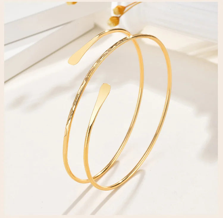 Minimalist Gold Plated Upper Arm Cuff Bracelet – Trendy Statement Armband Jewelry for Women