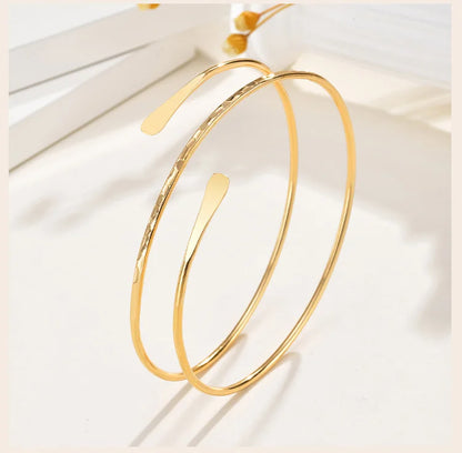 Minimalist Gold Plated Upper Arm Cuff Bracelet – Trendy Statement Armband Jewelry for Women