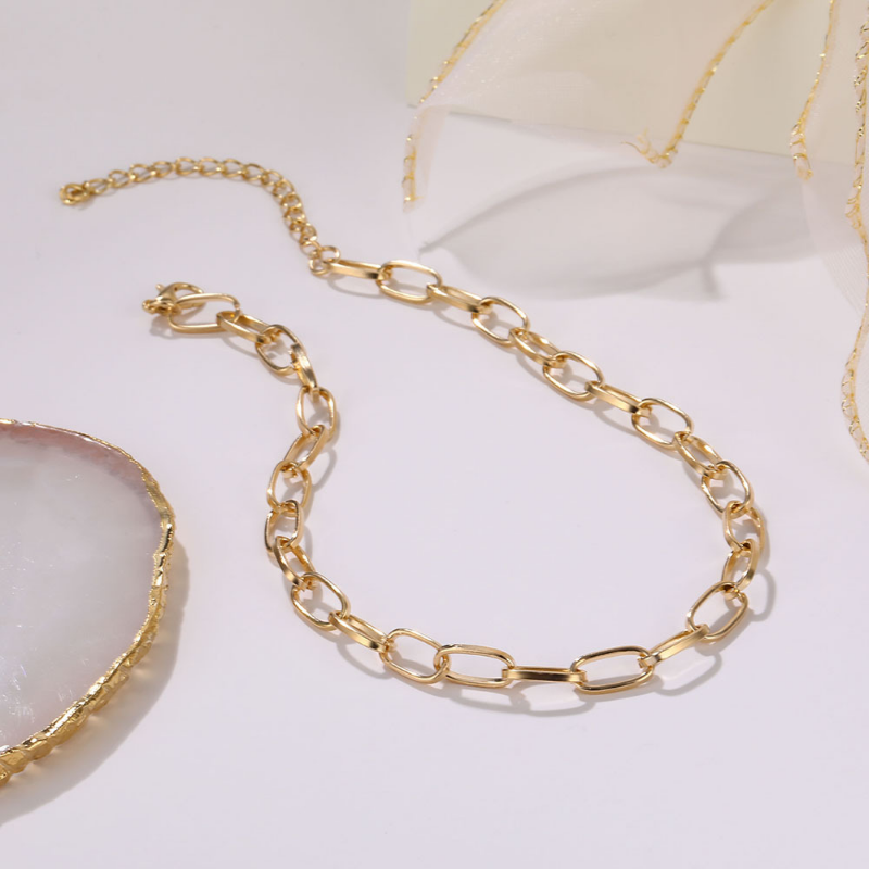 Collier à chaîne épaisse en acier inoxydable – Bijou ras-du-cou punk unisexe pour femmes et hommes