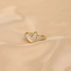 Bague Elariah ajustable en forme de cœur pour femme – Bague cocktail papillon vintage en zircon et perle | Bijou romantique pour mariage et soirée