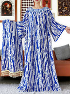 Embroidered Cotton Abaya Dress – Loose Boho Maxi Kaftan with Tassel Detail (One Size, 6 Colours)