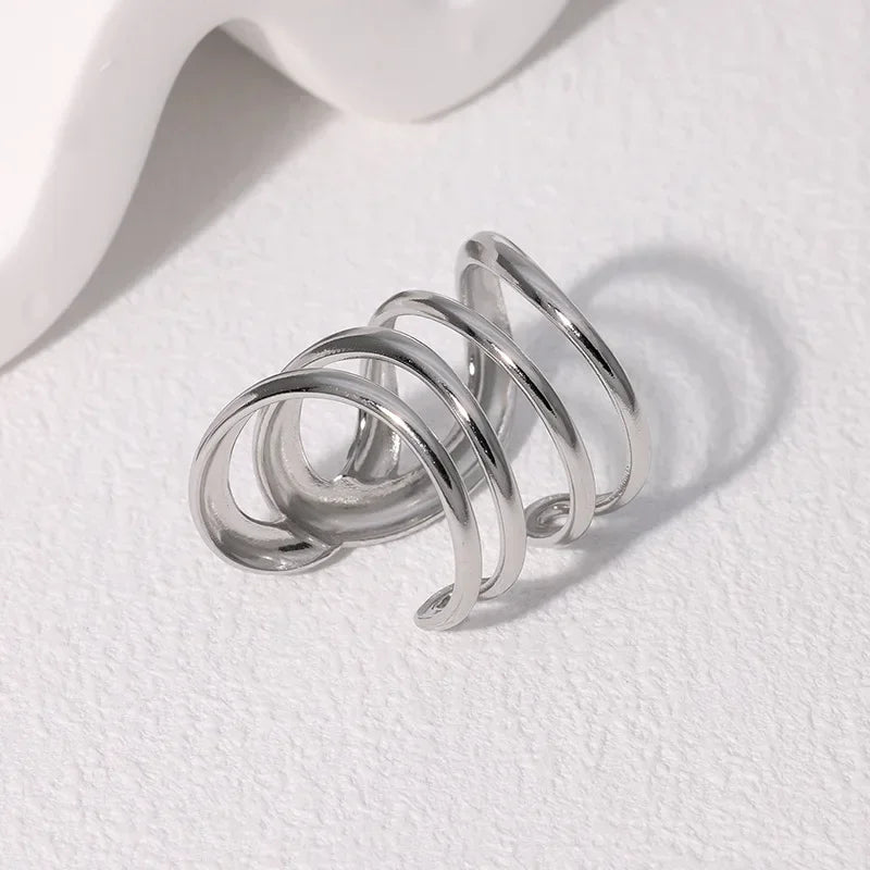 Bague cocktail géométrique Elariah en acier inoxydable plaqué or 14 carats – Bague de soirée audacieuse pour femme