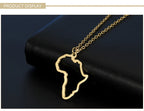 Collar con colgante de mapa africano de moda para mujer – Collar geométrico de acero inoxidable con la bandera de África, color oro, oro rosa o acero