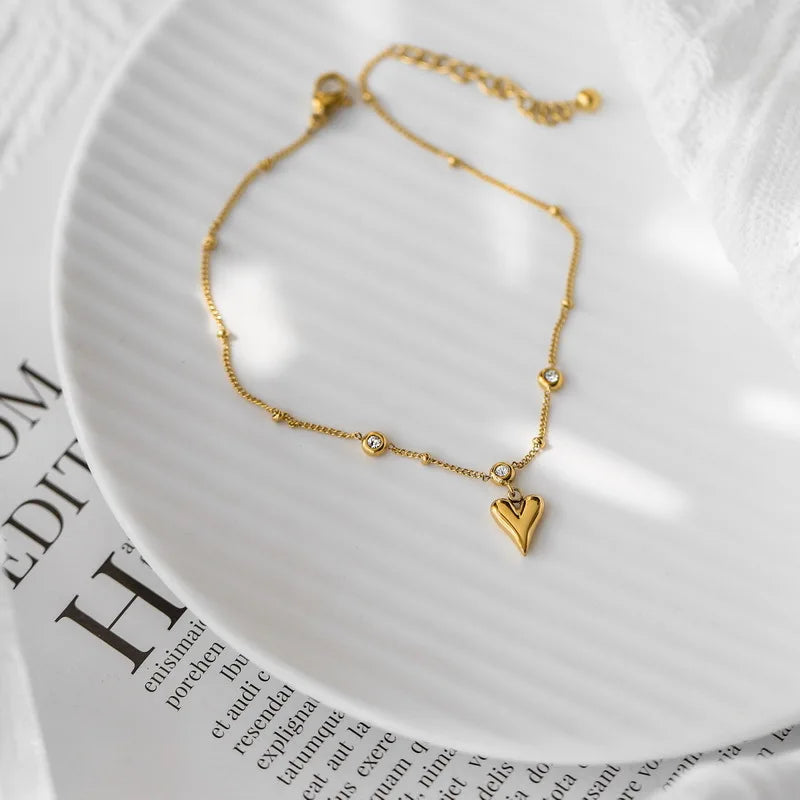 Gold Stainless Steel Cuban Curb Chain Anklet for Women – Adjustable Trendy Beach Anklet Bracelet